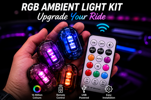 Midnight Auto RGB ambient light kit – LED pucks in blue, purple, pink and orange with wireless remote